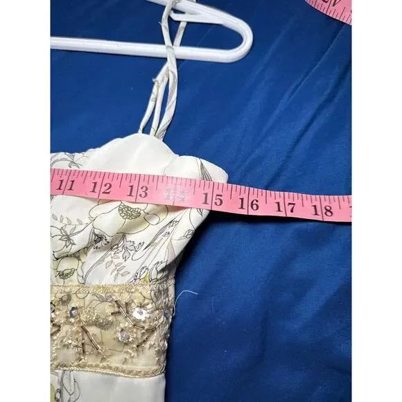 Necessary Objects floral beaded empire‎ waist sheer lined dress womens small y2k - Picture 8 of 10